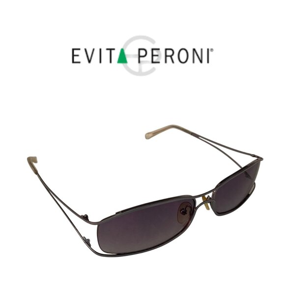 Evita Peroni Hand Made Silver Metal Rectangle Sunglasses - Picture 1 of 15
